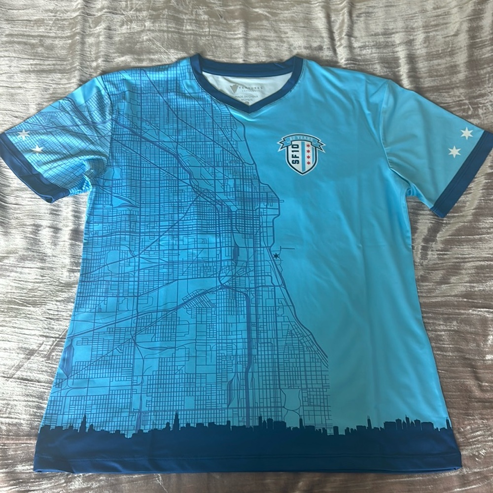 Women’s Chicago Soldier Field 10 V-Neck Soccer Jersey Style Performance T-Shirt